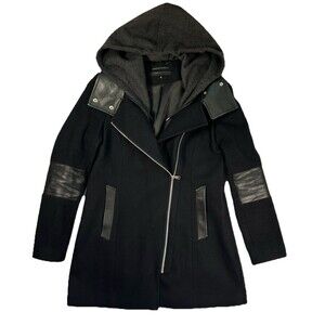 Andrew Marc X Richard Chai Size 8 Wool Cashmere Leather Trench Coat Jacket